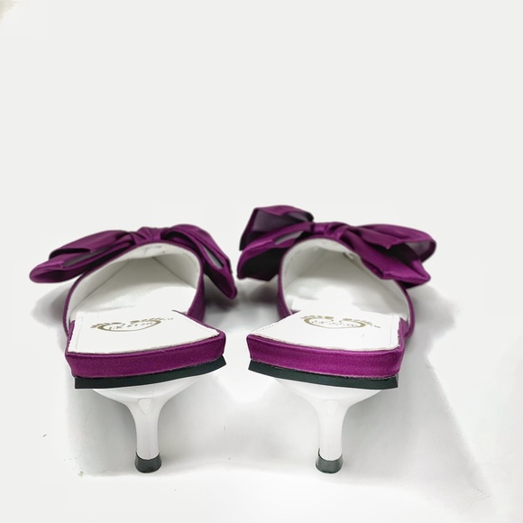 Satin Bow kitten heels in Raspberry - Picture 6 of 6